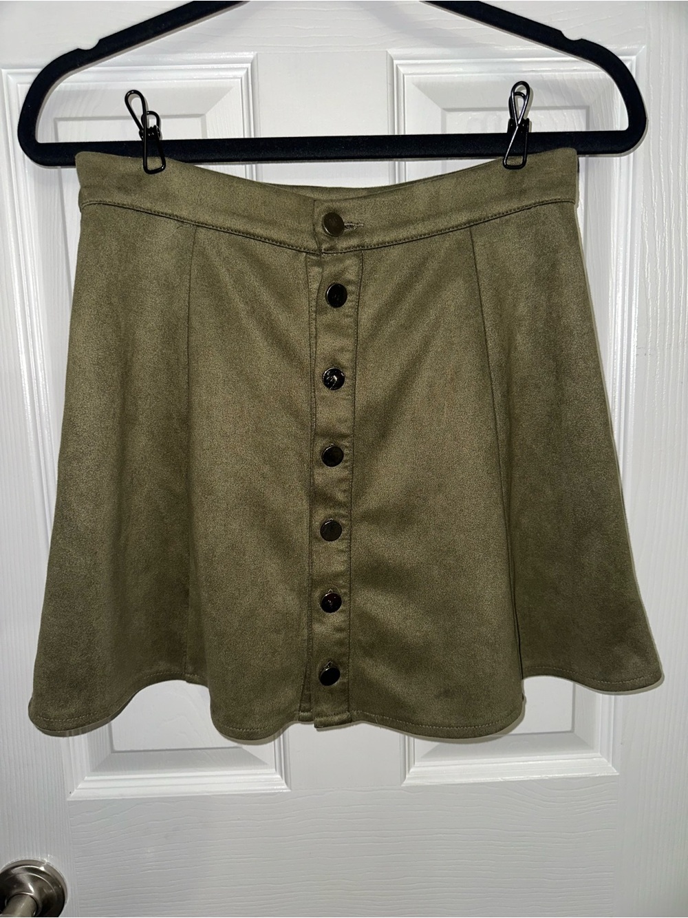 Olive Button-Front Circle Skirt